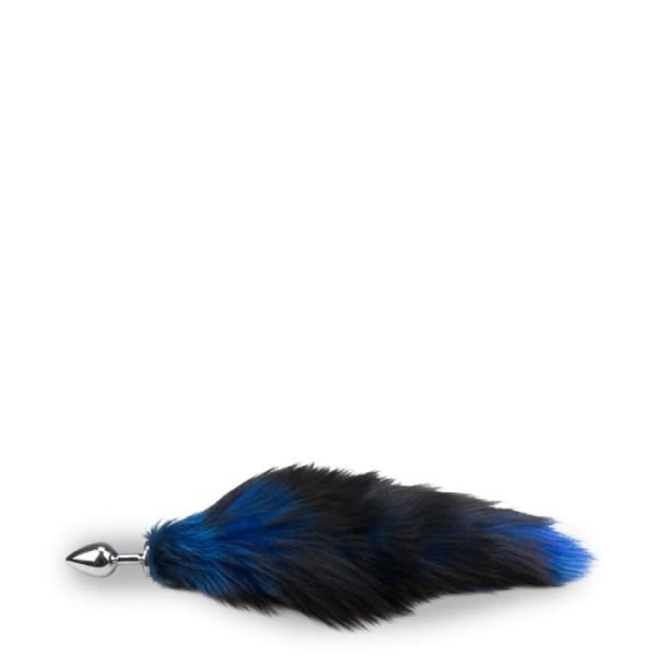 Fox tail plug svart och blå päls Black And Blue