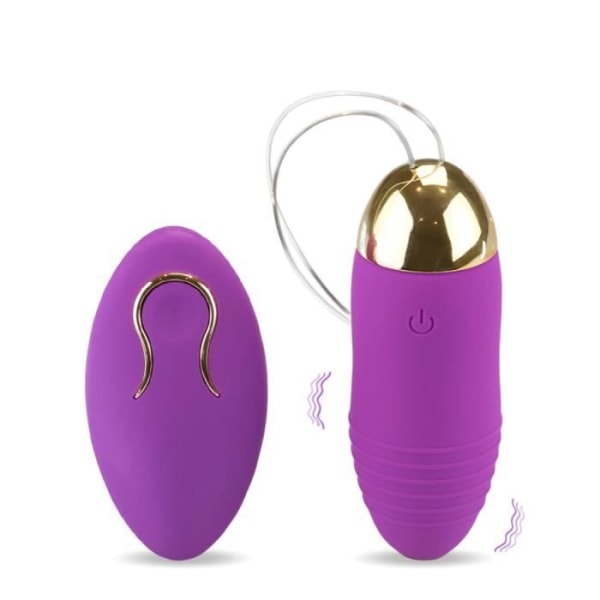 Trådlöst räfflade vibrerande ägg med USB-fjärrkontroll 12 lägen Lila