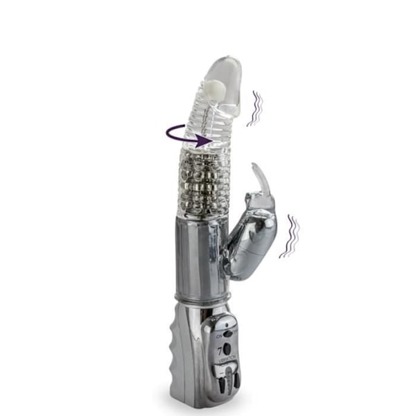 Vibrator - LOVE AND VIBES - Roterande kanin - 27 cm - TPR Soft Touch - Silver Silver