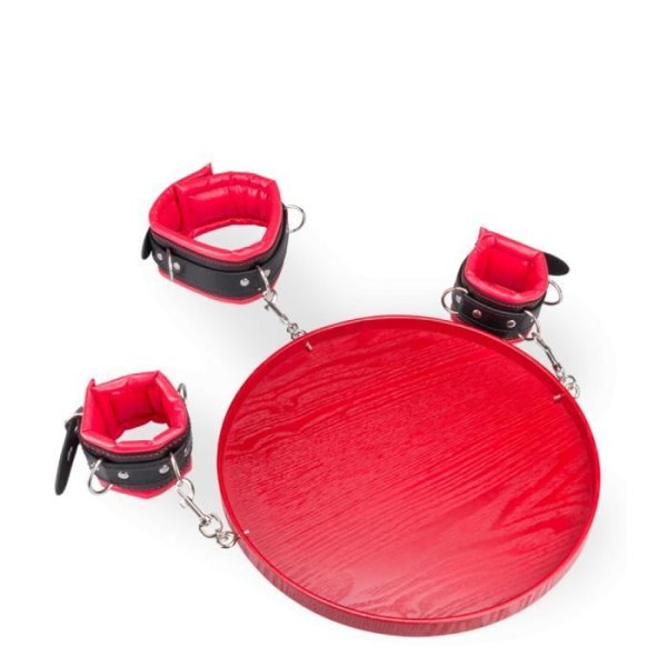 Nack- och handledsskydd med bricka för slav - LOVE AND VIBES Red Collection