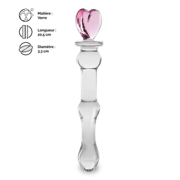 Pretty Heart Crystal Glass Dildo - Sexleksak - Glas - Rosa - Vagina - Anal - Medium