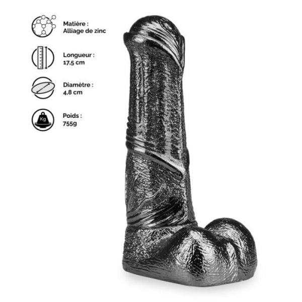 Realistisk metalldildo Sauron Antracit Metallic