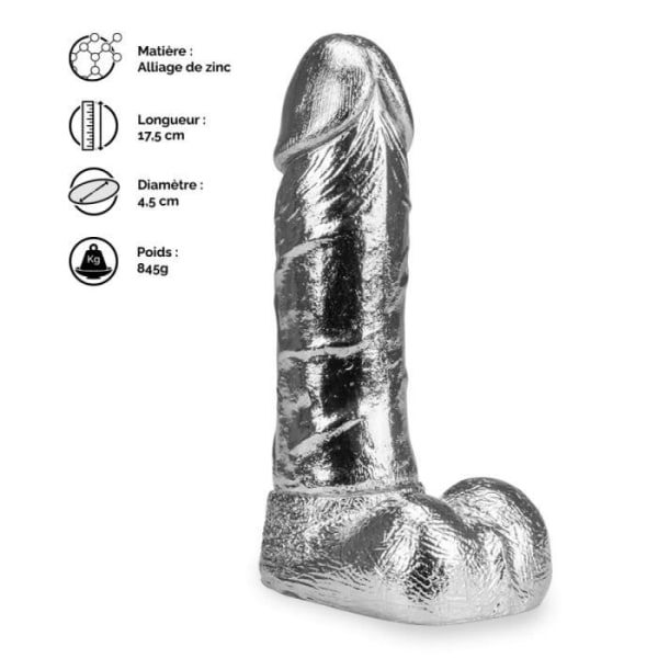 Realistisk metall dildo - Rocky - Anal - Medium