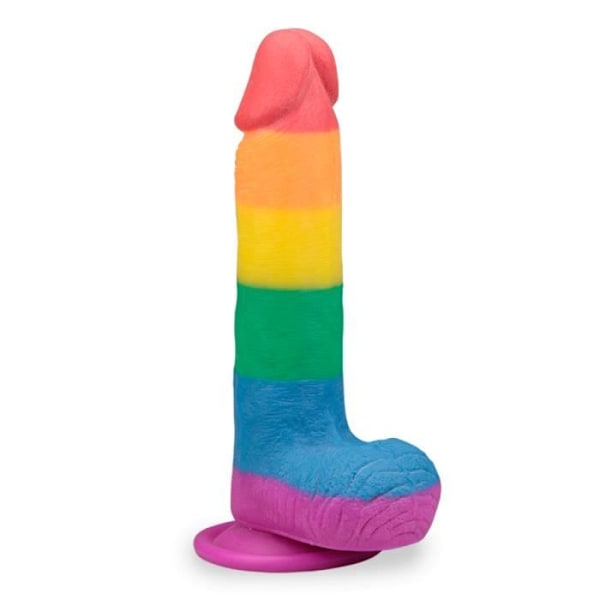 Sugkoppsdildo - Pride - 19,0cm - Silikon - Flerfärgad - Rak Flerfärgad