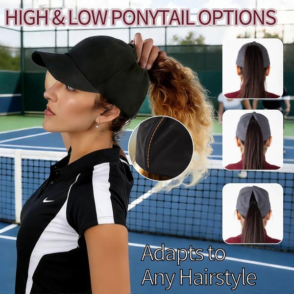 Magnetic Ponytail Baseball Cap for Women - Adjustable Hidden Back Opening for All Ponytail Heights