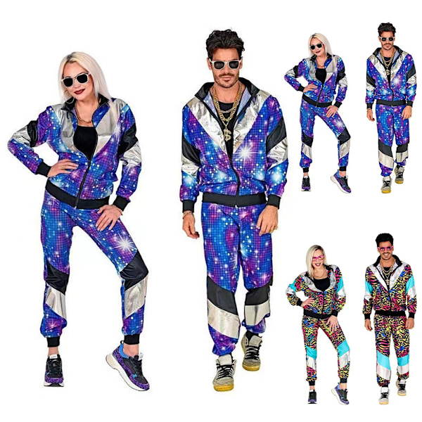 80-talls kostyme par retro treningsdress sett 90-talls hiphop skalljakke festantrekk for menn kvinner halloween antrekk Starlight Starlight XL