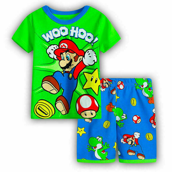Barn Pojkar Super Mario Pyjamas Kortärmad T-shirt Shorts Set-FS1- 130cm