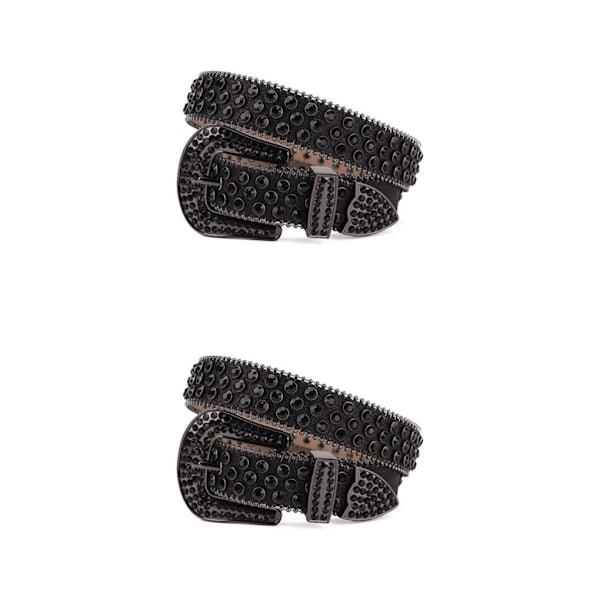 1/2/3/5 Y2K Stil Rhinestone Bælte Western Rhinestone Bælte Til Sort 105cm-FS1- Black 105cm 2PCS