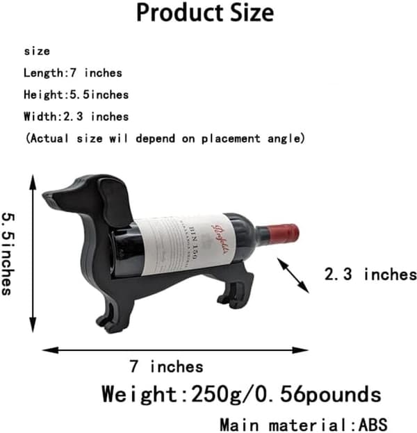 Dachshund Wine Rack - Kitchen Bar Decor Wine Rack - Black Design 14x18 cm - FX-
