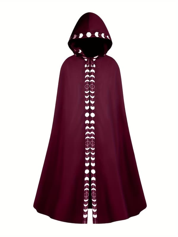 Hætteklædt kappe til voksne Middelalder Renæssance Cosplay Kostume til Halloween og Rollespil S Deep Red