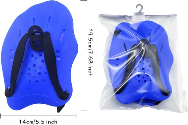 1 Pair Swimming Hand Paddles Swim Paddles with Adjustable Straps Strength Training Aid Pool Training Equipment Accessories Blue