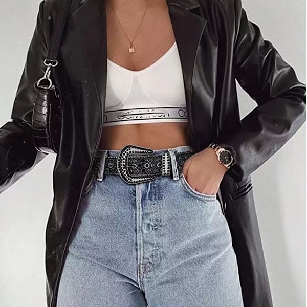 1/2/3/5 Y2K Stil Strassbälte Western Strassbälte För Svart 105cm-FS1- Black 105cm 1 Pc