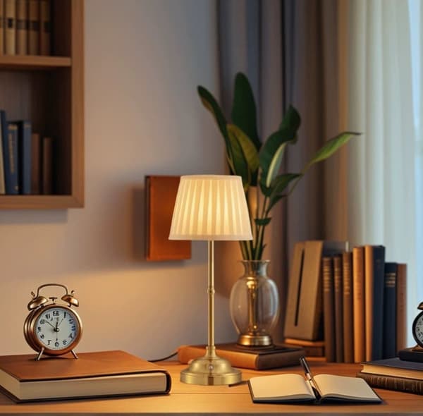 Wireless Lamp with Fabric Table Shade - Rechargeable 2000 mAh, Dimmable with 3 Light Modes, for Dining Room, Bedside Table, Bar, Night Light, Camping Guld