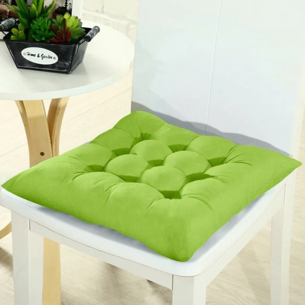 Set med 4 stolsdynor 40x40cm kvadratiska gröna sittdynor med band-X73-