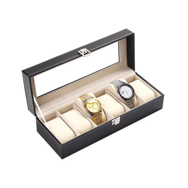 Luksuriøs urboks / urkasse til 6 ure Svart black