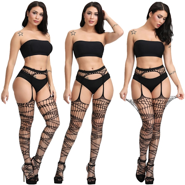 5-pakning nettingstrømper med høy midje tights lårhøye-FS2- combination 1