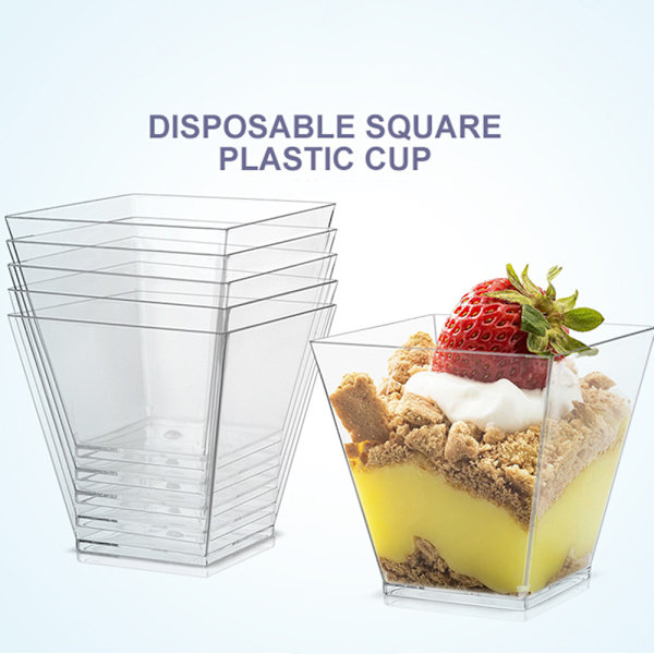 60ml~160ml Neliömäiset Jälkiruokakupit Mousse-kupit 110ml 12Pcs/Set