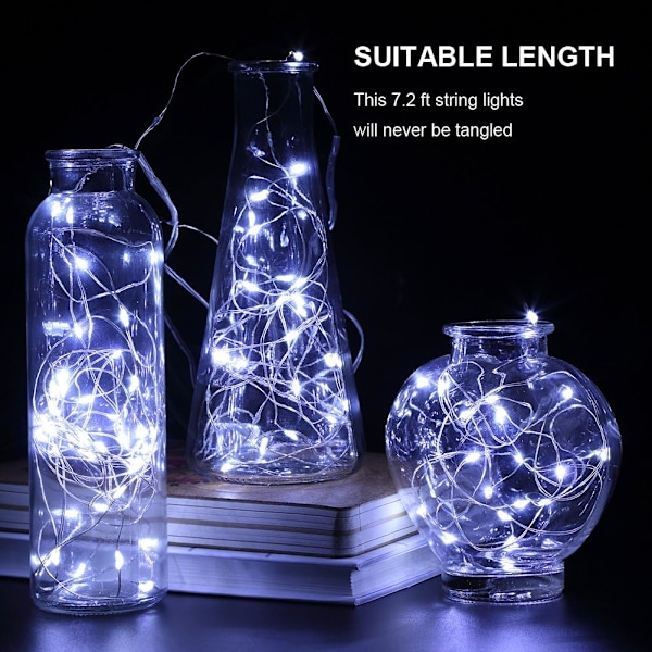 6 Pakke Fe Lyskæder Julepynt 2,2 m 20 Led Stjerne
