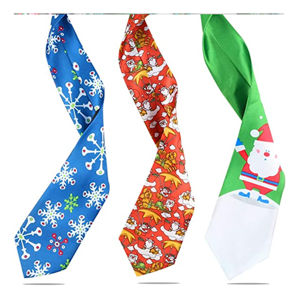 3-pakke juletreslips for voksne menn, morsomme slips 茅 Snøfnugg slips Sa-FS1-