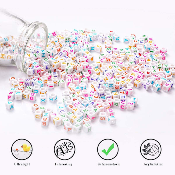 1200 stk akryl alfabet perler 6mm DIY smykkefremstilling Typ A