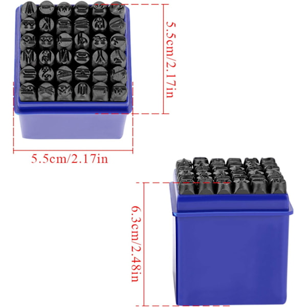 Nummerstämpel Bokstämpel Kolstål 36 st 6 mm Kolstål Nummer Versal Bokstämpel Stämpelset för Metall Trä Läder Plast