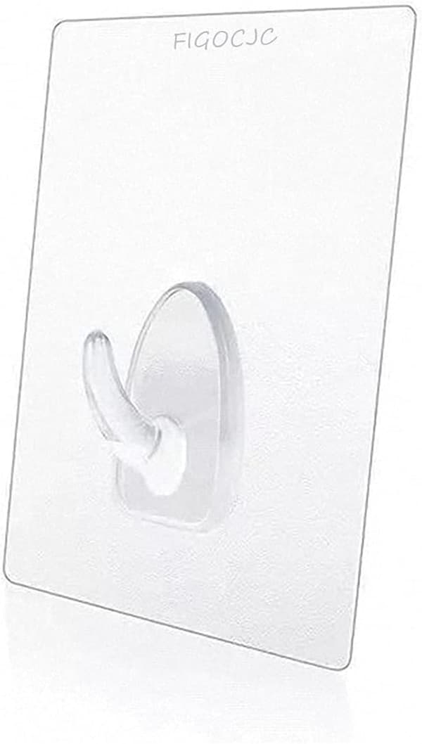 10-pack 15lb (max) sömlös liten väggkrok självhäftande transparent