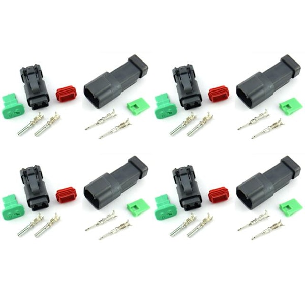 DT kontakter tysk hane + hona 4 set Black Svart