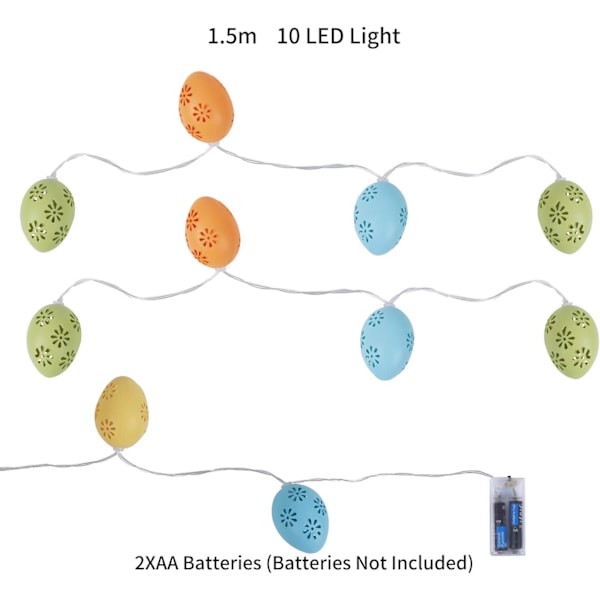 Påsk Ljusslinga 1.5M 10 LED Fairy Lights Påskägg Glödande