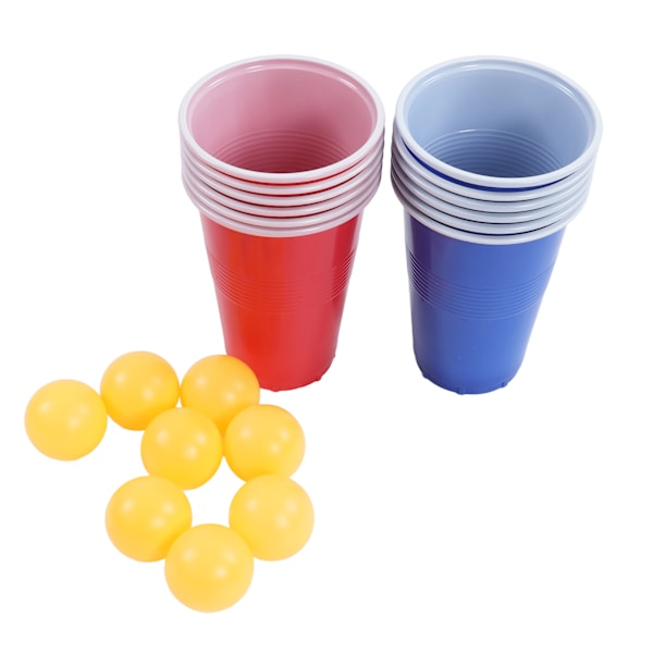 Beer Pong Sjovt Spilsæt 12 Kopper 8 Pongbolde Kaste Drikke Rekvisitter til Feriefester