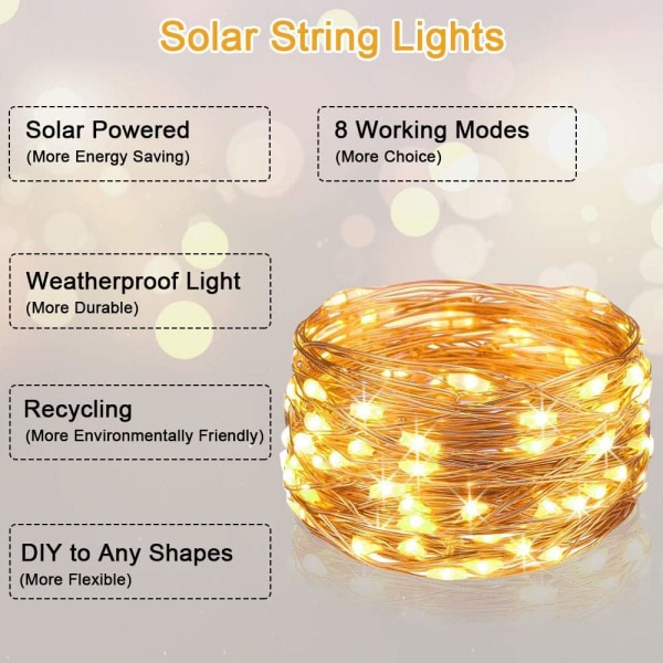 Solcelle-lyskæde Vandtæt Led Udendørs Vandtæt Ip64 Streng