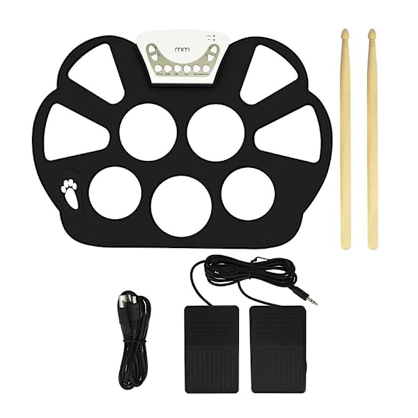 Portable Electric Drum Set Black Svart