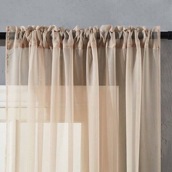 Skira Voile Gardiner Fönster Tyll Draperi BEIGE - i lager beige