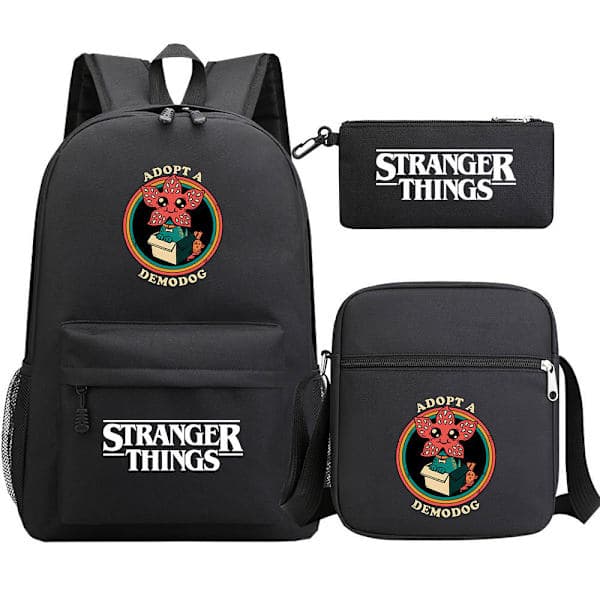 Stranger Things Ryggsäck 3-Delars Set Student Skolväska Canvasväska 6 6