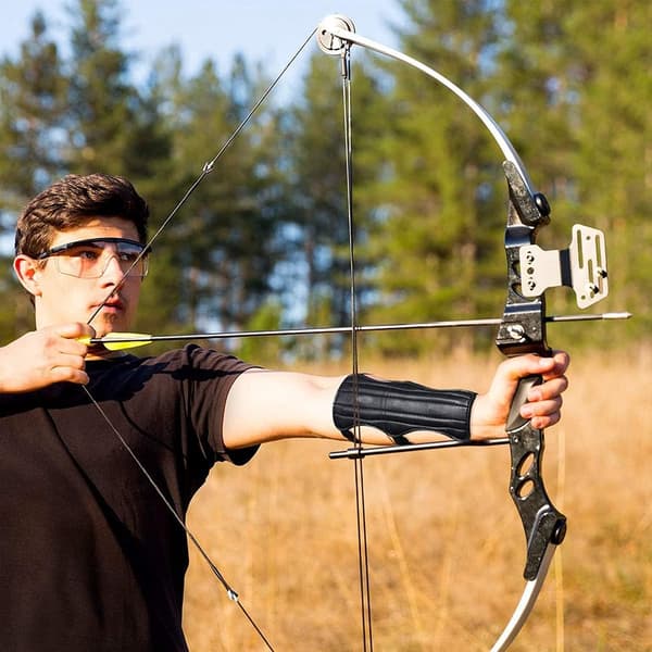 Buebeskyttelse til underarm, justerbar buebeskyttelse med fingerbeskyttelse, læder underarmsbeskyttelse til recurve compoundbue