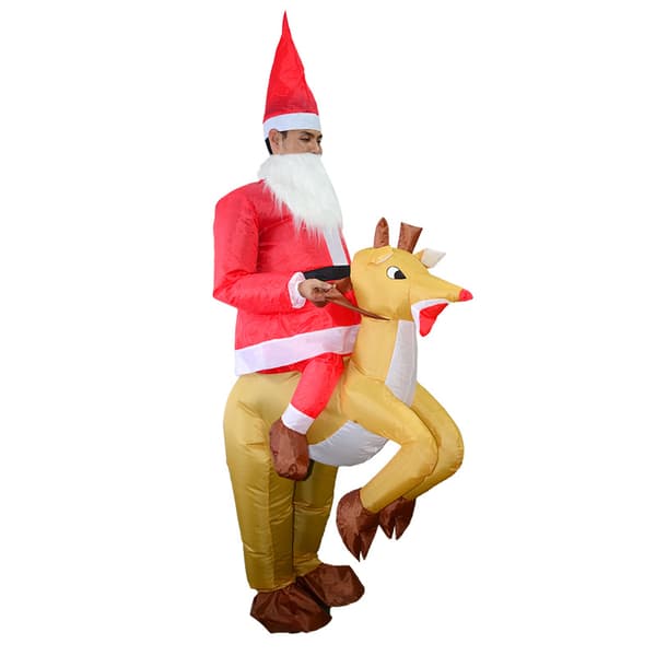 Julkarneval Julenissen elg oppblåsbar drakt