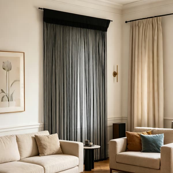 Frynsegardin 100x200 cm 1 par Sort Black 416