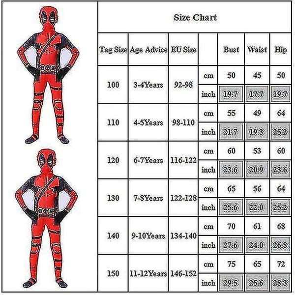 Barnas Deadpool Superhelt Halloweenfest Cosplay Kostyme