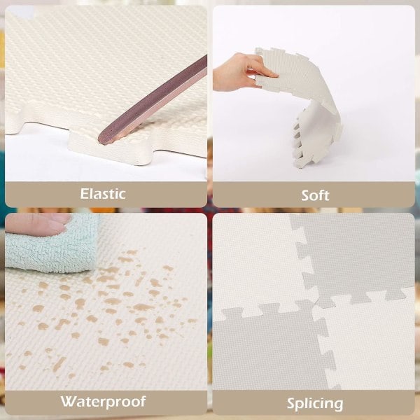 Skumlekematte - Myk Eva-puslematte for barn, sammenleggbar lekematte for barn Skumgulvmatte, 16 stk.-FS3-