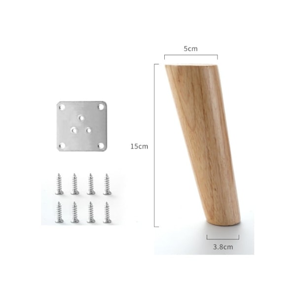 Set med 4 trämöblerben, 15 cm ersättningssoffa, Coffe