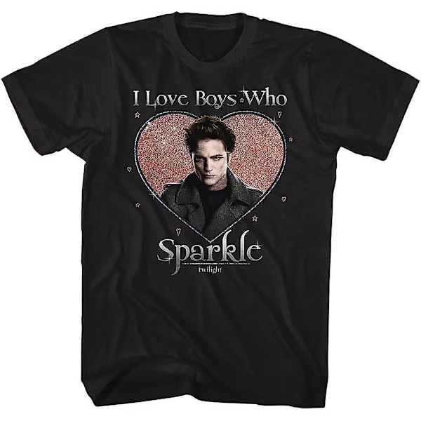 Twilight T-shirt Jag älskar killar som glittrar Vuxen Kortärmad T-shirt Twilight Filmer Grafiska T-shirts Svart-FS1- Black XXL