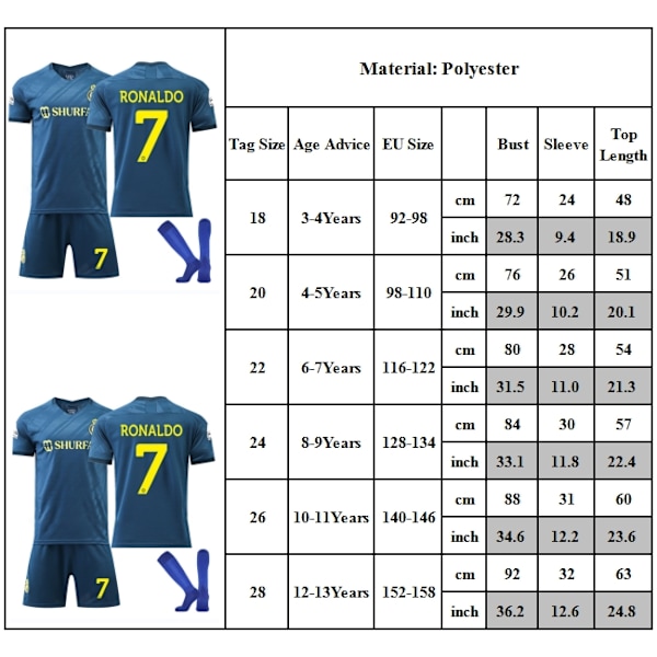 Cristiano Ronaldo #7 Jalkapallopaidat Lapsille, Jalkapallopaidat Nuorille, Harjoitusvaatteet, Jalkapallopaidat 3-4Years