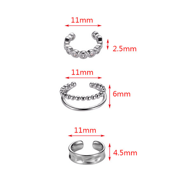 925 Sterling Silver Zirkon Geometriska Örhängen Öronmanschett Clip-FS1-