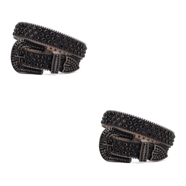 1/2/3/5 Y2K Stil Rhinestone Bælte Western Rhinestone Bælte Til Sort 105cm-FS1- Black 105cm 2PCS