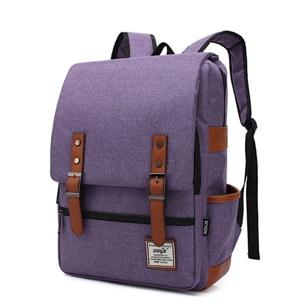 Vattentät bärbar ryggsäck för handbagage, arbetsryggsäck för affärsresor, skolväska, trendig skolväska för högskola Svart Dragkedja Lila-FS2- Black Zipper Purple M
