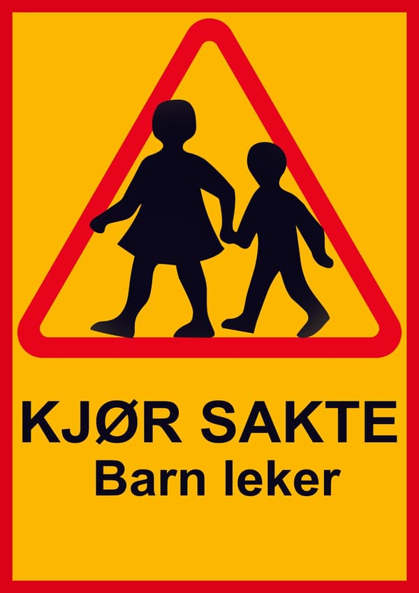 Kör sakta barn leker - Skylt / Varningsskylt - Trafikskylt