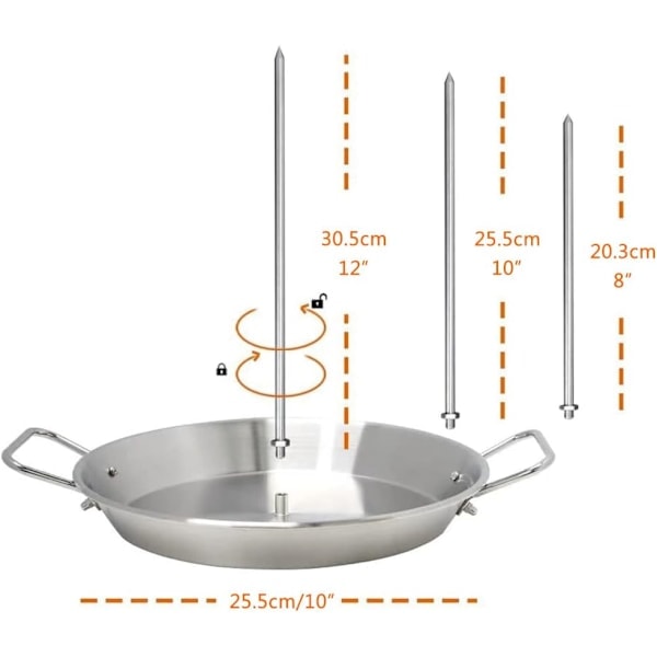 Grillställ i rostfritt stål, vertikalt spett för grillning - X73 -