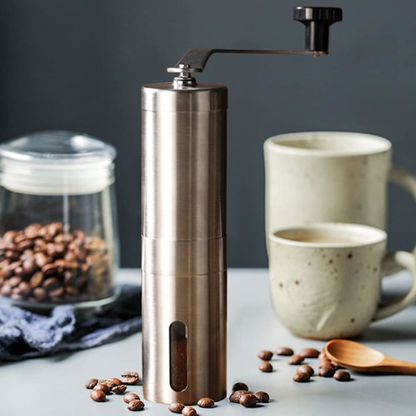 Husholdnings Kaffekvern i Rustfritt Stål, Bærbar Håndkvern