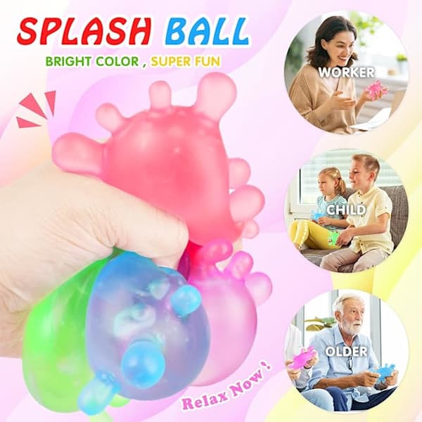 NeeDoh Kids Squeeze Ball, Splat Stick Squishy Legetøj, Squeeze Splash Legetøj, Lindrer angst, Ice Soft Squeeze Cube Maltose Bolde Purple