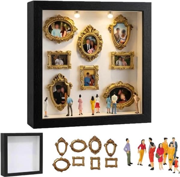 DIY-pienoismuseosetti hahmoille, valokuvakehyksillä ja koristeilla 25cm White