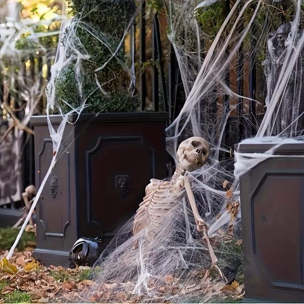 Halloween edderkoppespind dekorationer med edderkopper til hjemsøgt hus og festindretning 8pk web+16spdr